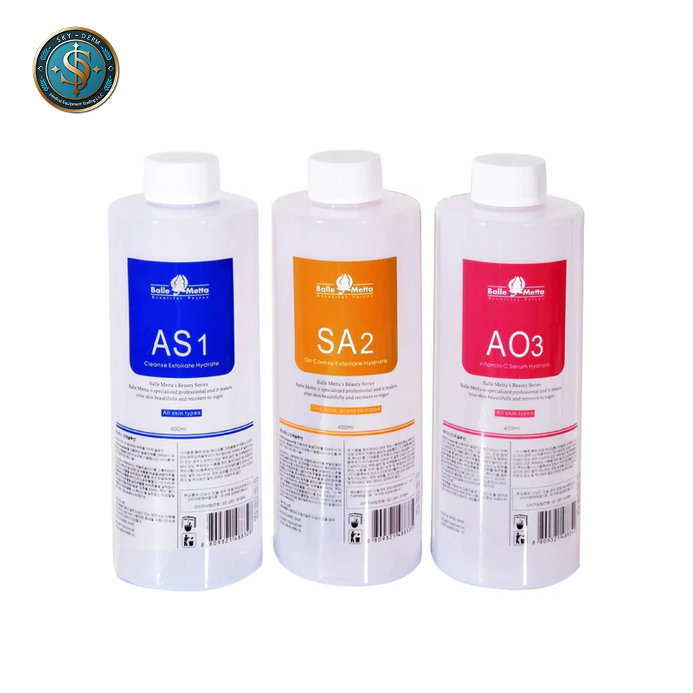 Hydra Facial Machine Solution / Water – Pack of 3 Bottles